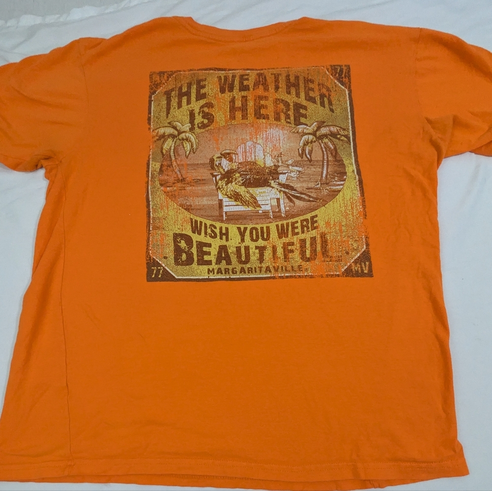 Margaritaville Cancun Men's Orange Tee The Weather Is Here Wish You Were Medium
